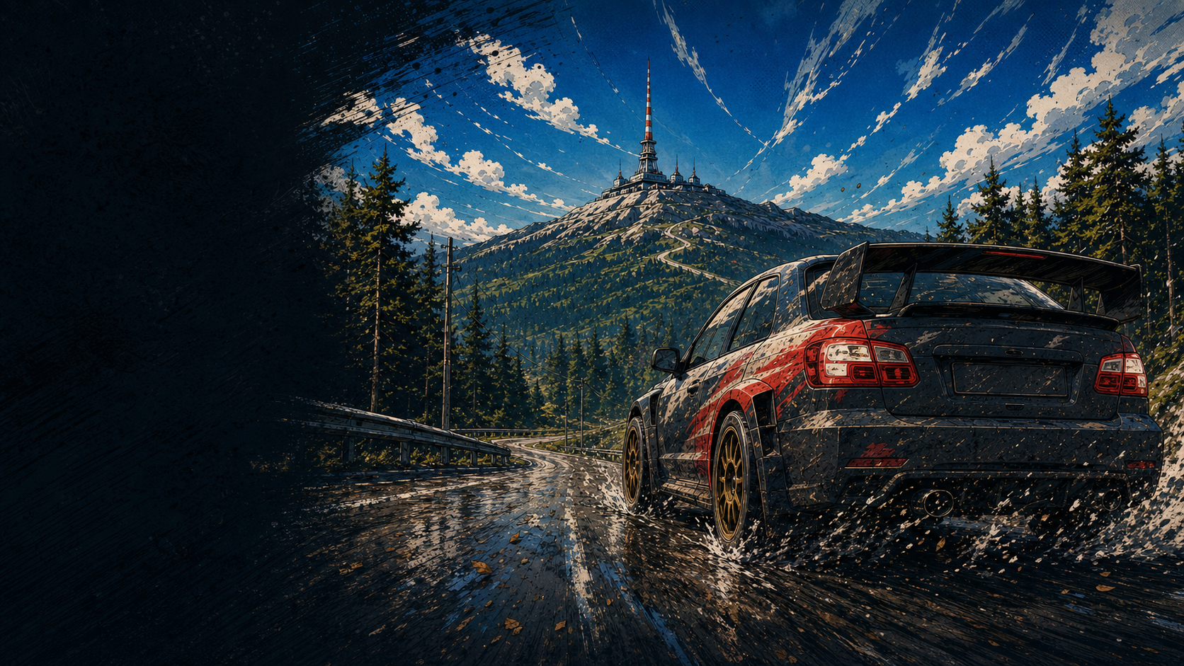 Harz Racer Konzeptbild mit Rallyefahrzeug vor dem Brocken